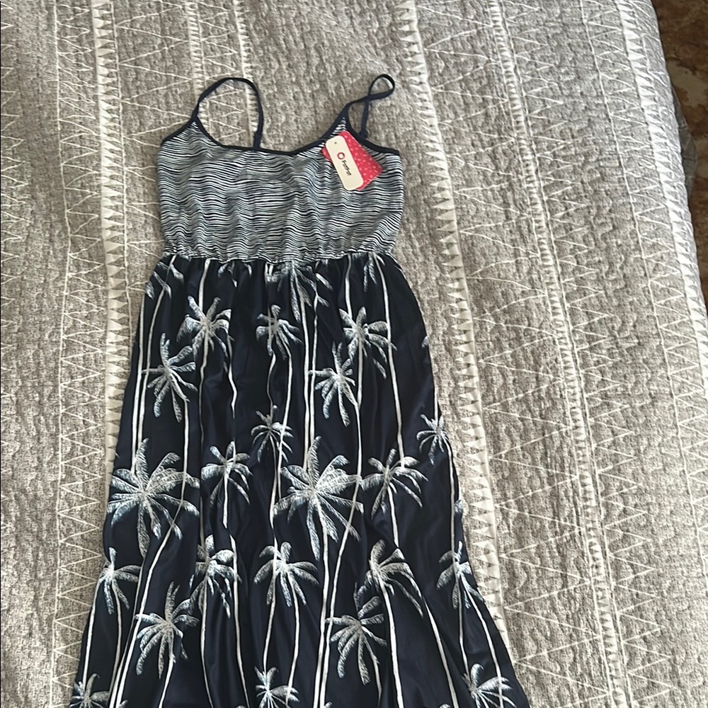 Navy Palm Tree Maxi Dress